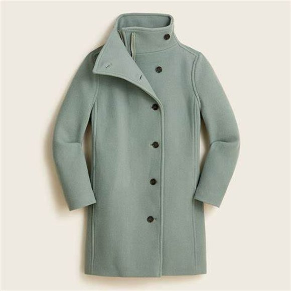 NWT - 2P- J.Crew Villa Coat in Italian Stadium-cloth Wool - Slate Green - Picture 1 of 10